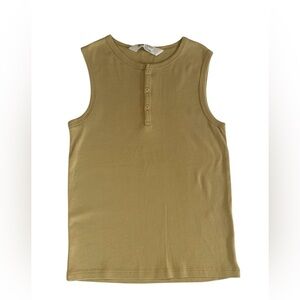 EUC H&M boys tan henley tank top 6/7